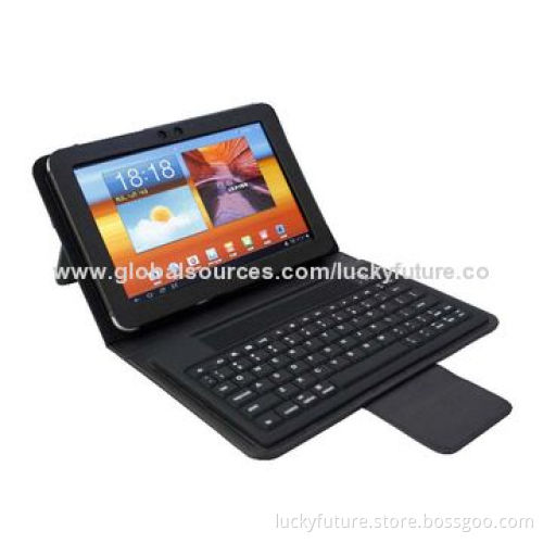 76 Keys Bluetooth V3.0 Silicone Keyboards with Leather Case, for 8.9-inch Samsung P7300/P7310-Black